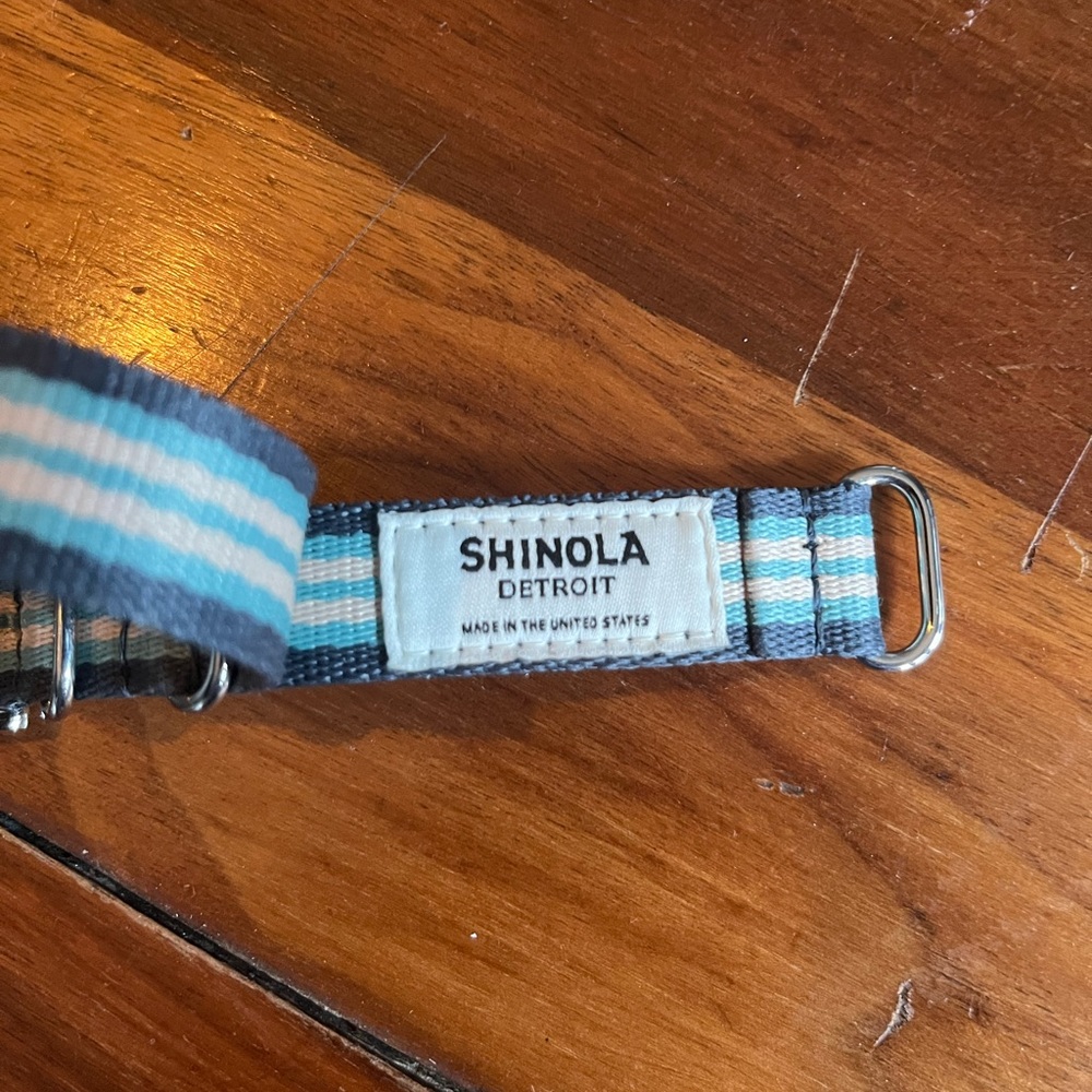 Shinola 18 mm nylon G-10 style strap.